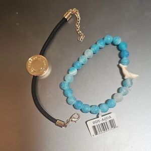 Burberry Goddess Bracelet Elegant Gold Tone Charm Black Cord & Fahlo Dolphin